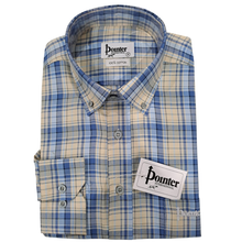 Load image into Gallery viewer, PS001 Check Long Sleeve Button Down Shirt - Blue - Pointer International