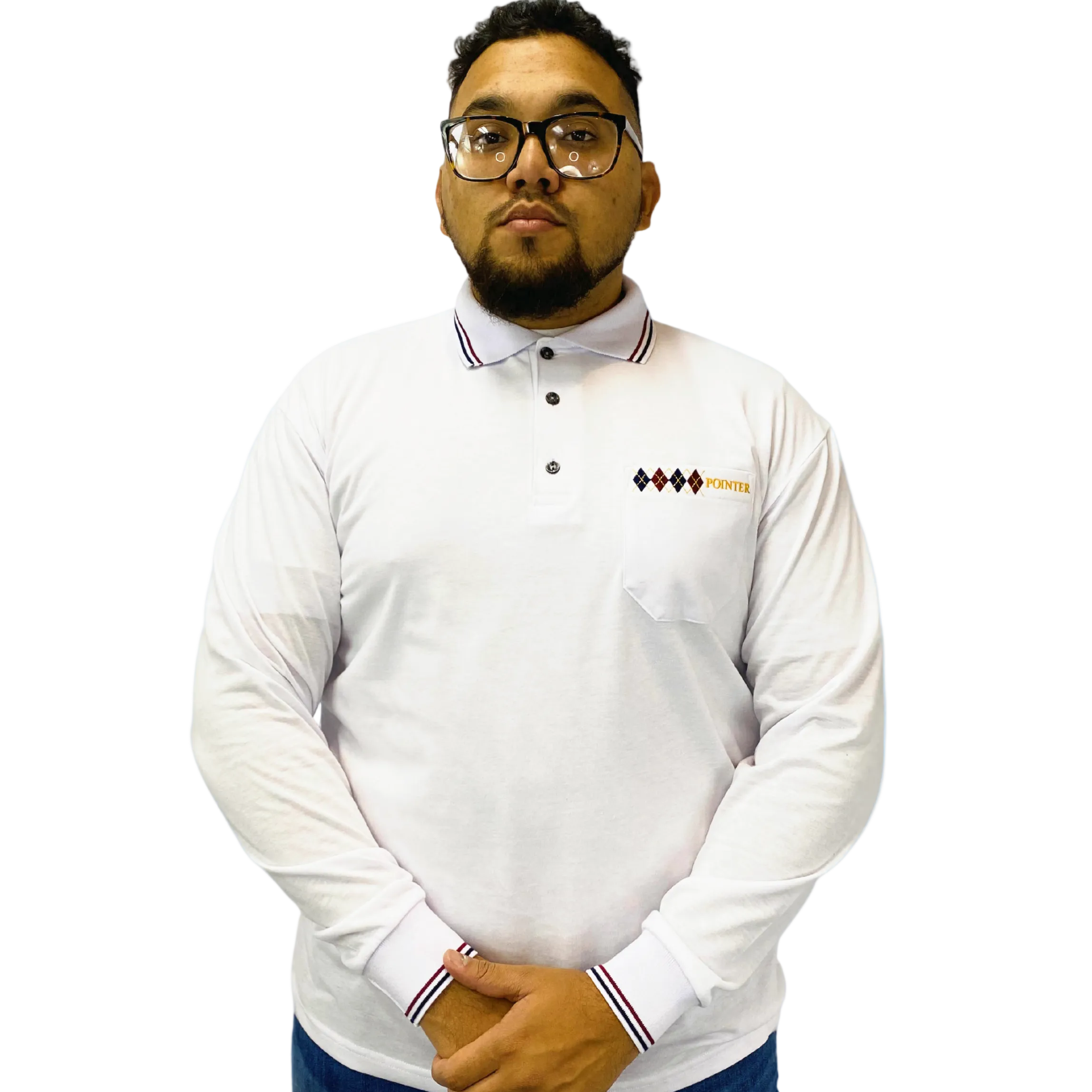 White Classic Long Sleeve Golfer | Pointer International