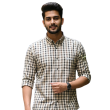Load image into Gallery viewer, PS005 Check Long Sleeve Button Down Shirt - Moca - Pointer International 
