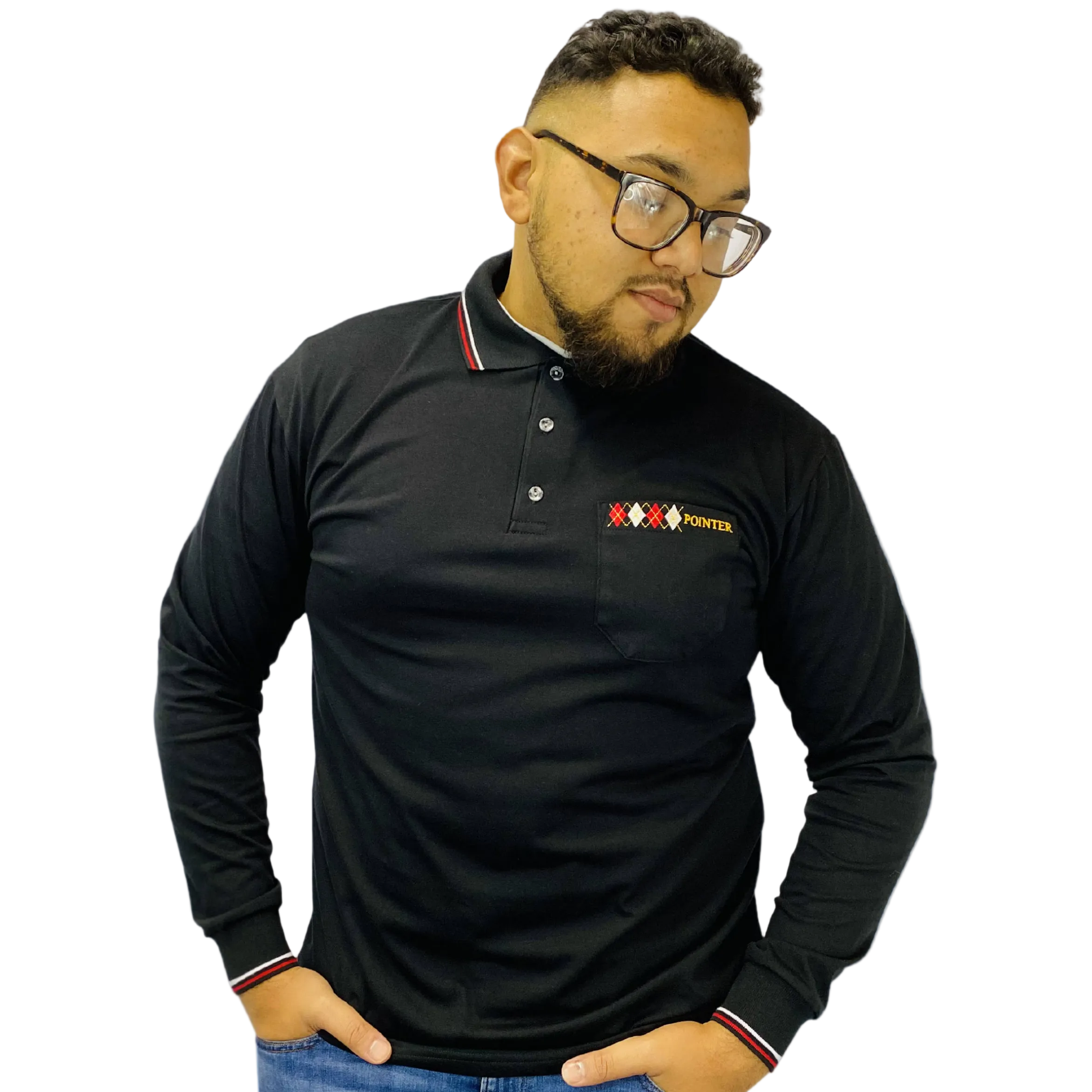 Black Classic Long Sleeve Golfer | Pointer International – Pointer ...